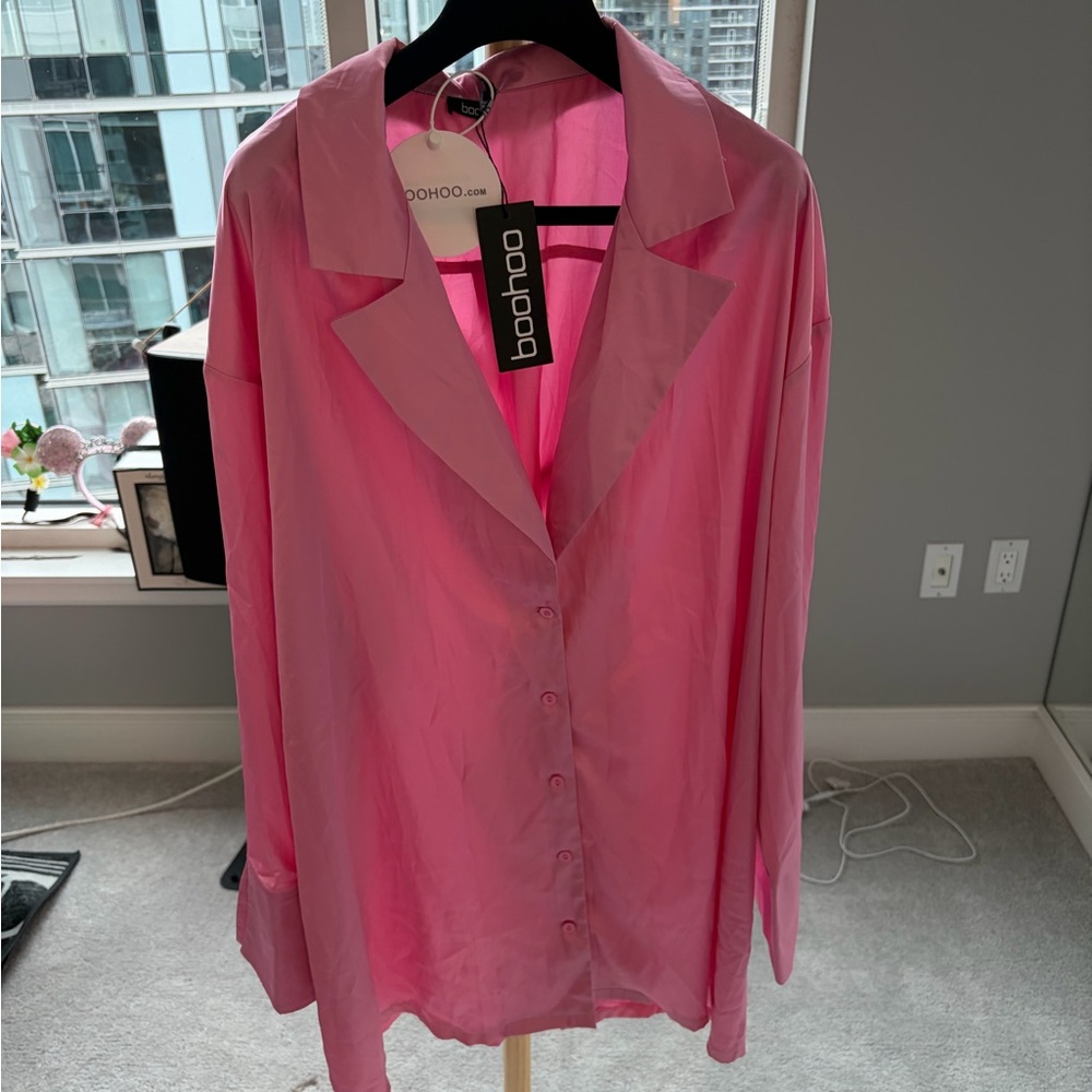 boohoo Pink Button-Up Shirt